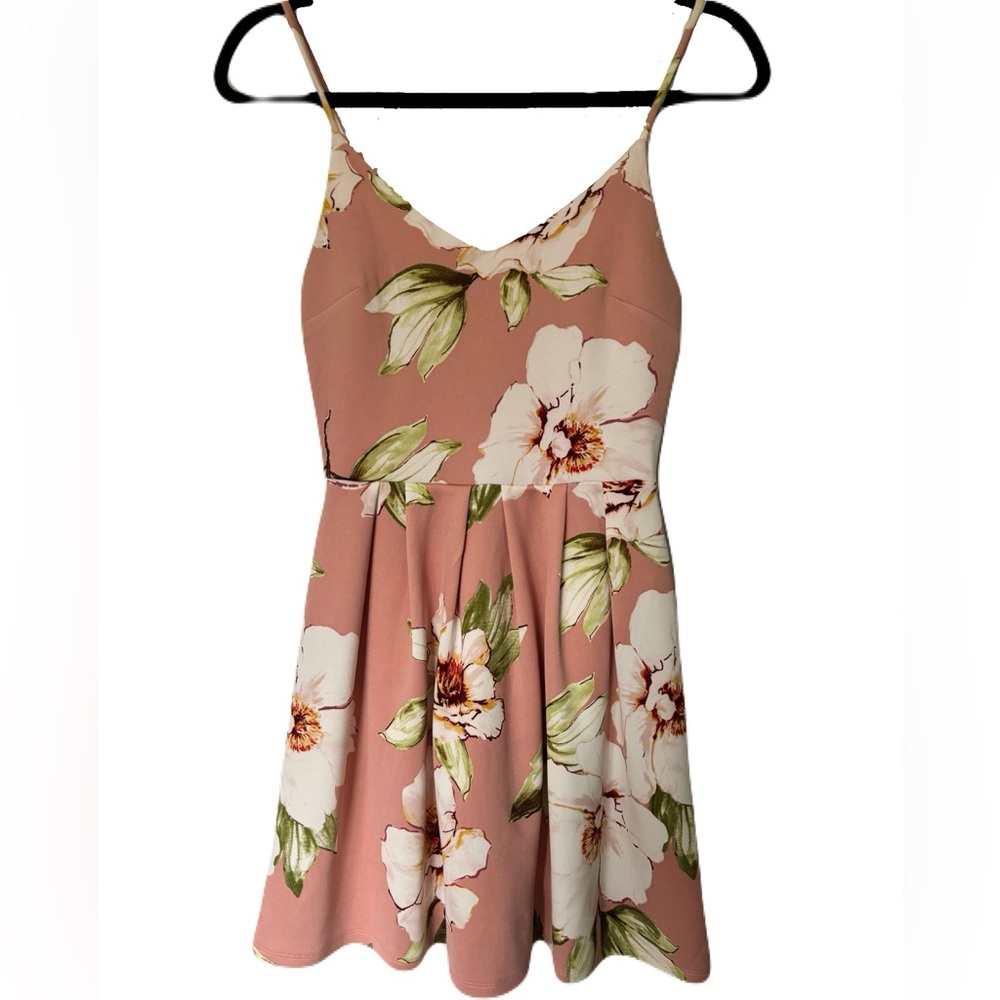 Monteau Pink Floral Dress with White Florals